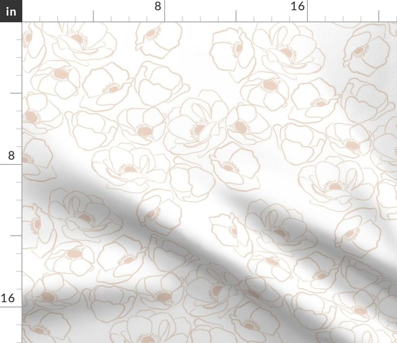 Minimal Flower Modern Neutral Custom Printed Fabric by Spoonflower Various Fabrics by the Yard or Fat Quarter